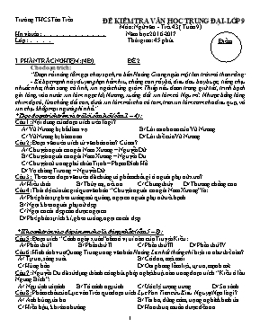 Đề kiểm tra học kì I Ngữ văn lớp 9 phần Văn học - Năm học 2016-2017 - Trường THCS Tân Tiến